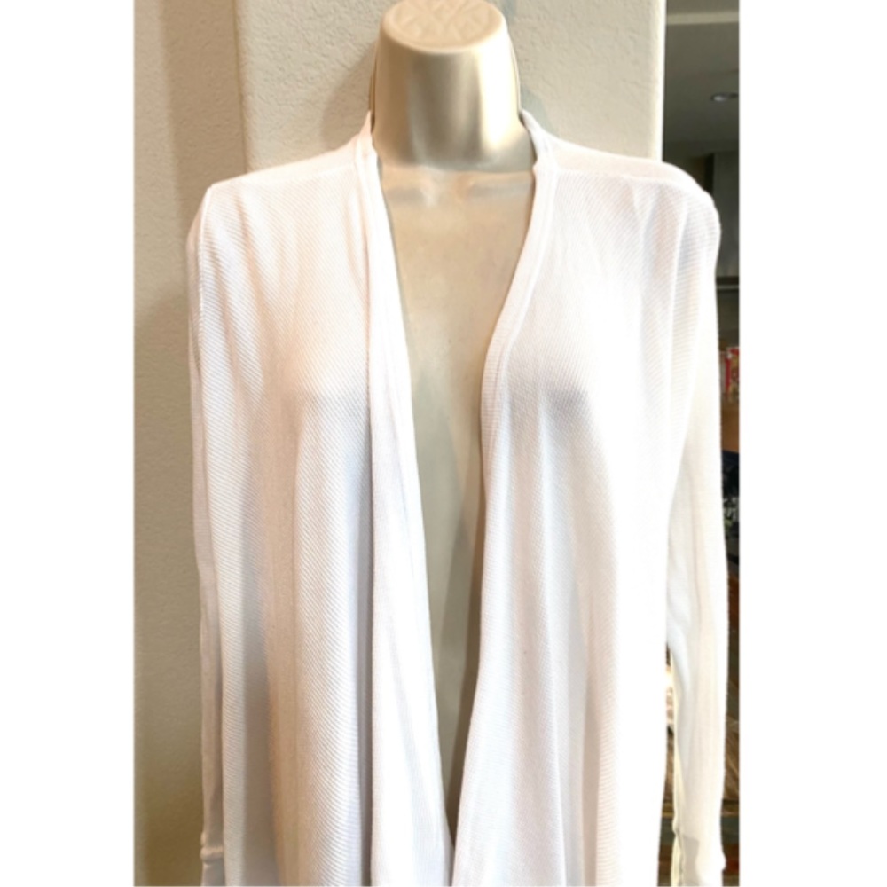 Like New Allen Allen White Long Cardigan. Sz M View 2
